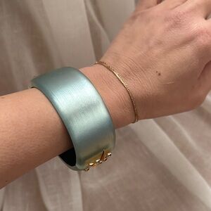 Alexis Bittar Chic Green Bangle with Gold Accents